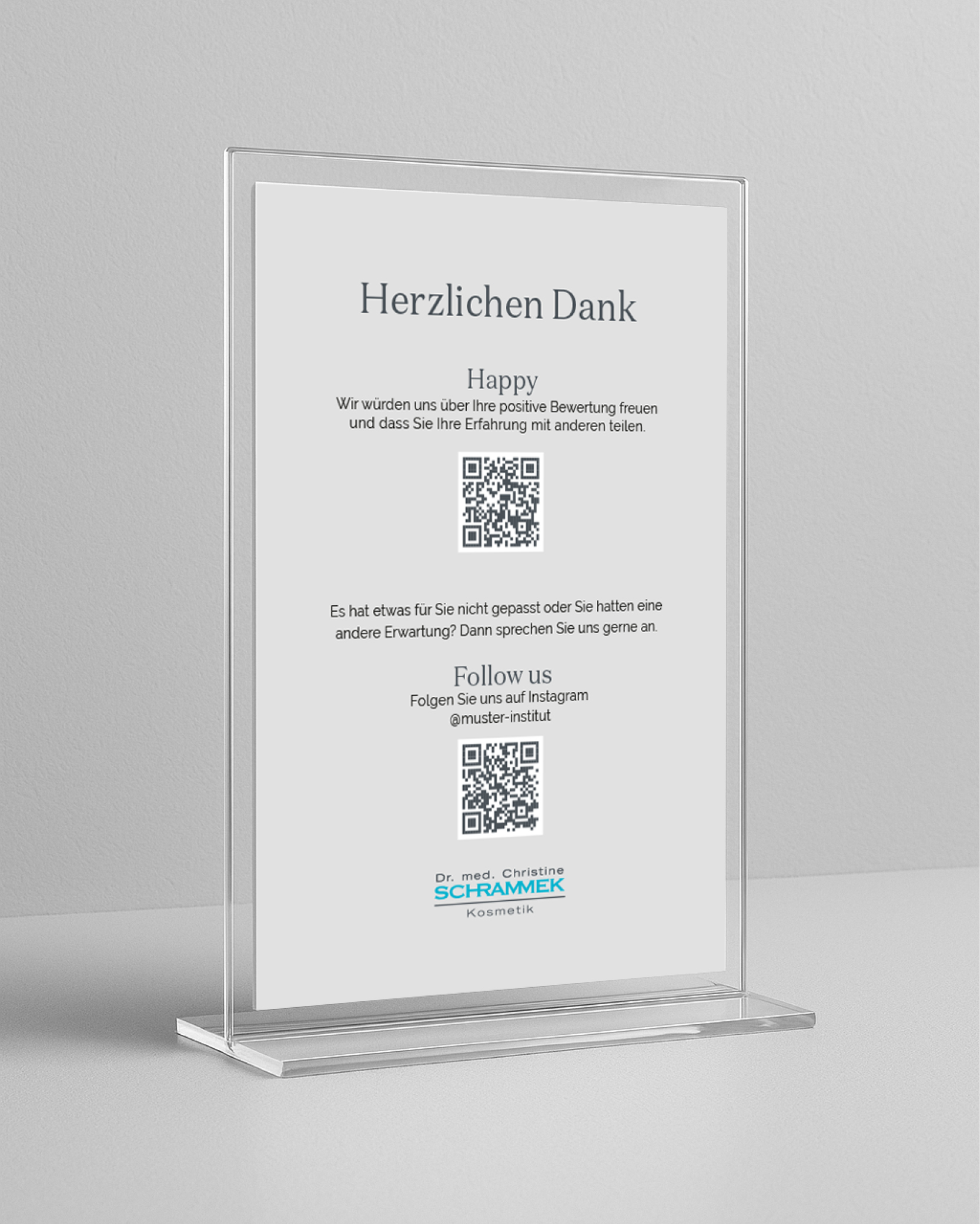 Aufsteller "Googlebewertung und Instagram"