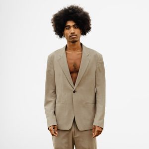 Beige Cotton Suit Jacket