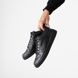 Black Leather Sneakers