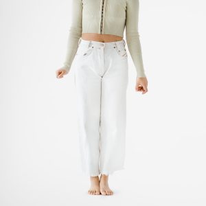 Mid-Waist White Jeans